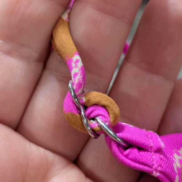 NWT Urban Outfitters Zoey Out From Under Pink Brown Floral String Bikini M/L - Picture 6 of 9